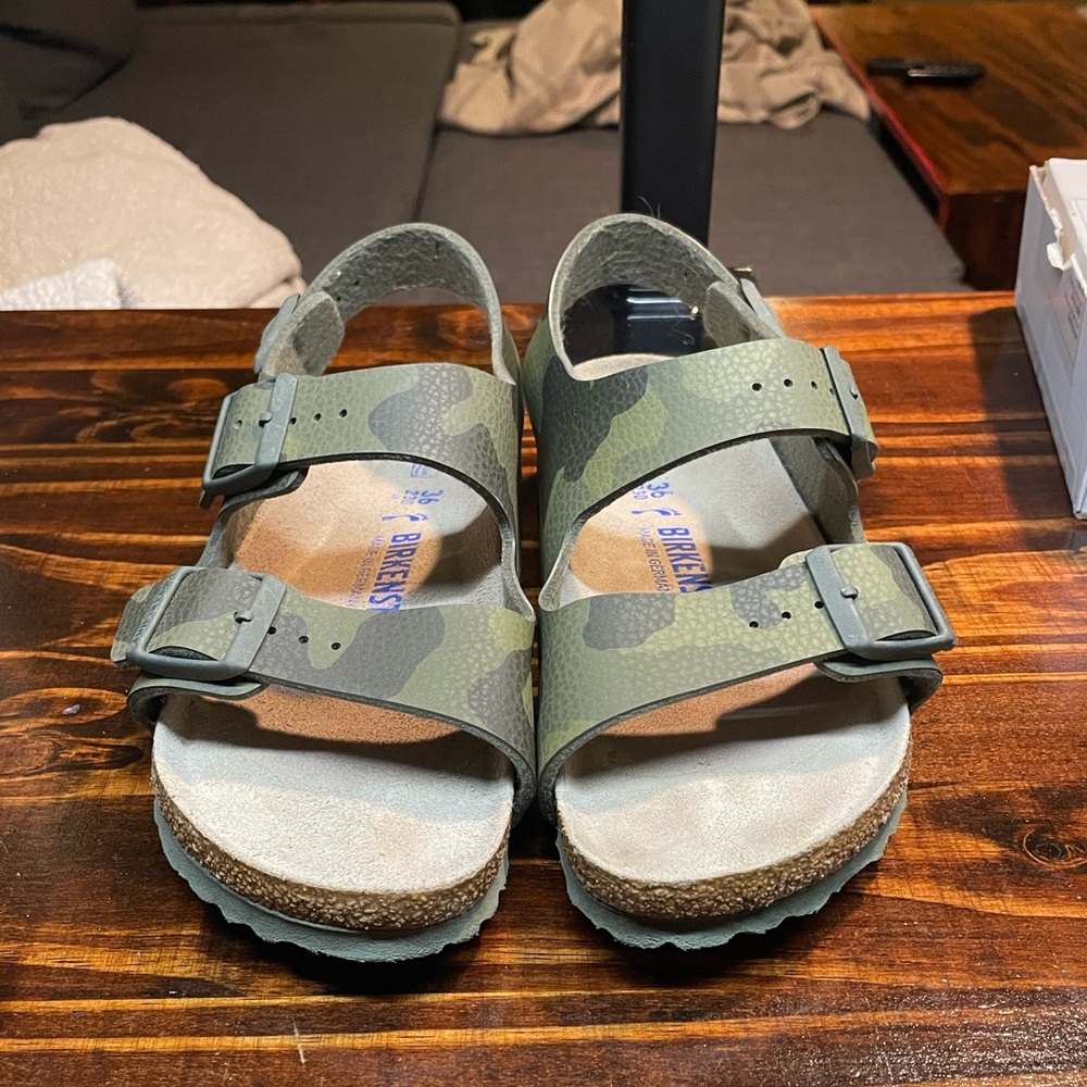 Birkenstock Milano Soft Footbed Birko-flor Desert Soil Camouflage Green Sandals